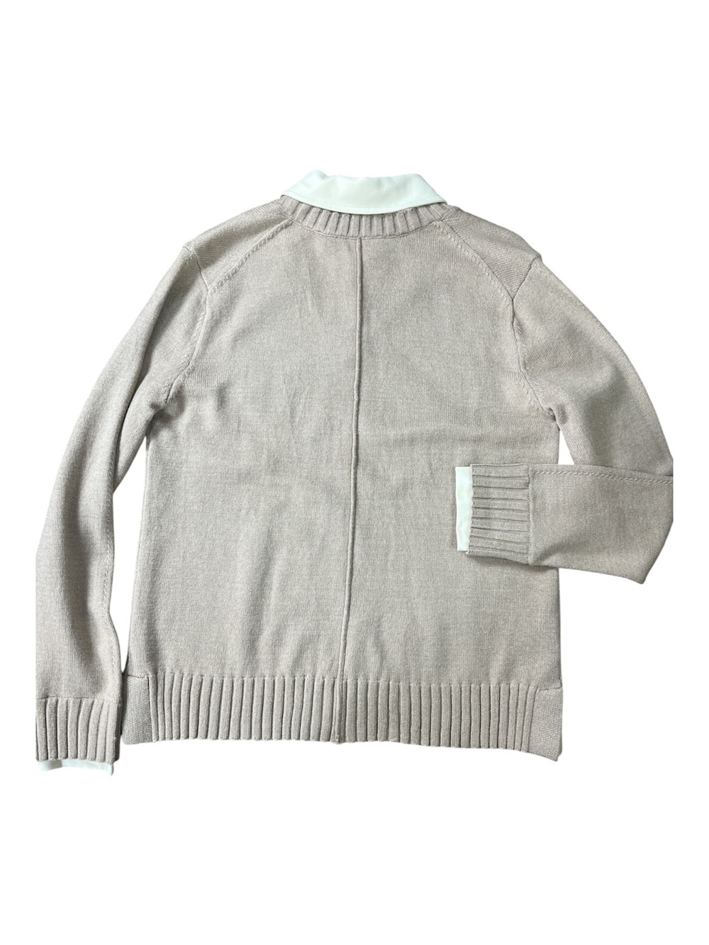 NWT Investments Petites Beige 2-in-1 Mock Layer Collar Sweater Top PS MSRP$69 - Picture 2 of 6